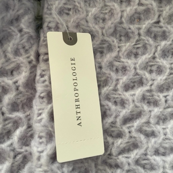 Anthropologie Womens Mock Neck Sweater XL Alpaca Blend Cable Knit Lavender Tunic - Picture 3 of 6